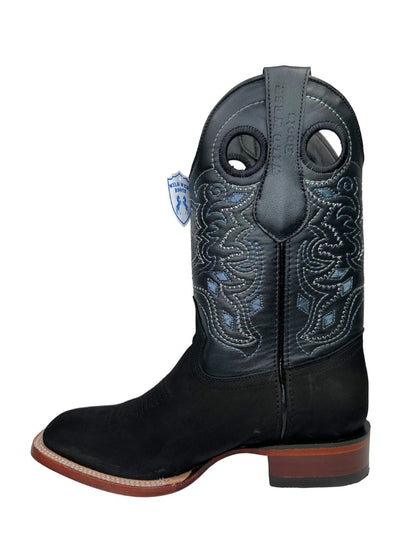 Wild West Men's Nobuk Black Square Toe Boot