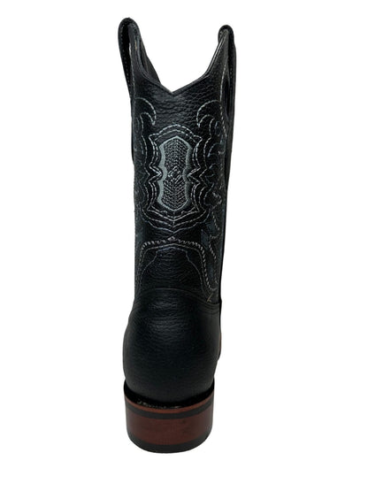 Wild West Men’s Black Square Toe Rubber Sole Leather Boot
