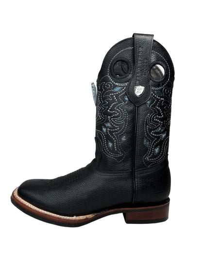 Wild West Men’s Black Square Toe Rubber Sole Leather Boot