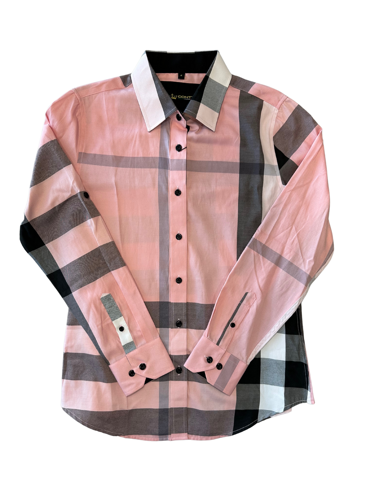 Women's Plaid Button Down Shirt - Pink