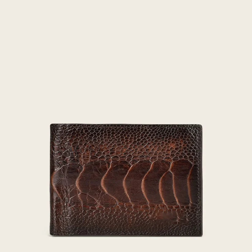 Cuadra Men's Brown Genuine Ostrich Leg Leather BiFold Wallet