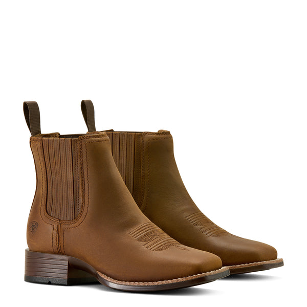 Ariat Women’s Booker Chelsea Wide Square Toe Brown Short Boot