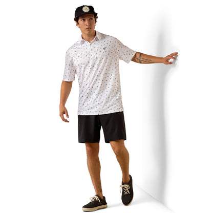 Ariat Men's All Over Western Toss Polo Short Sleeve Shirt - White