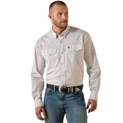 Men's Ariat Wrinkle Free Anthony Classic Fit Snap Shirt - White Medallion