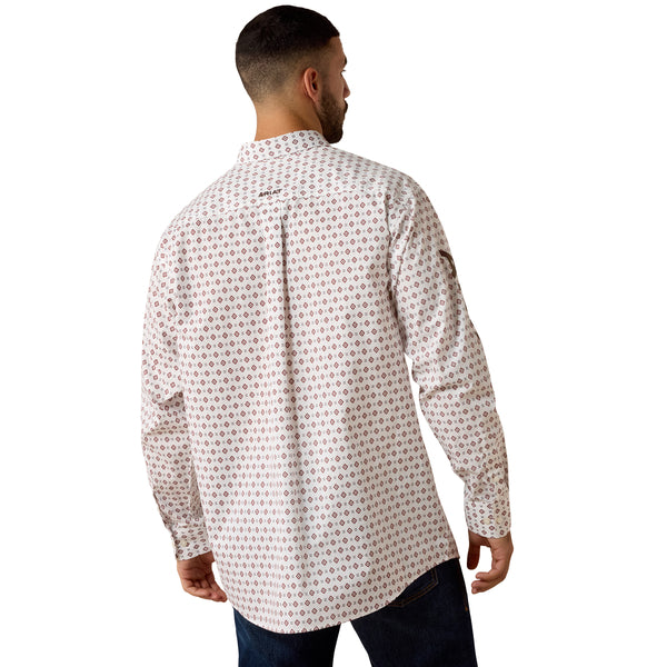 Ariat Men's Team Dallas Classic Fit  Long Sleeve Geo Print Shirt - White