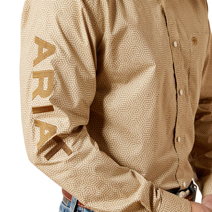 Ariat Men’s Team Penn Fitted Long Sleeve Button Down Shirt - Khaki