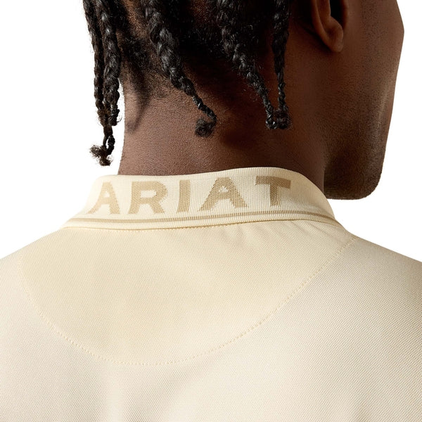 Ariat Men's Logo Fitted Polo Short Sleeve Shirt - Beige