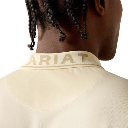 Ariat Men's Logo Fitted Polo Short Sleeve Shirt - Beige