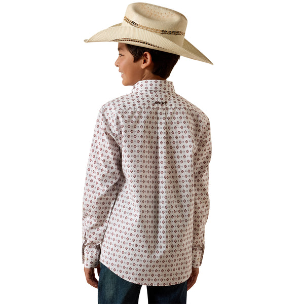 Ariat Boy's Team Dallas Long Sleeve Geo Print - White