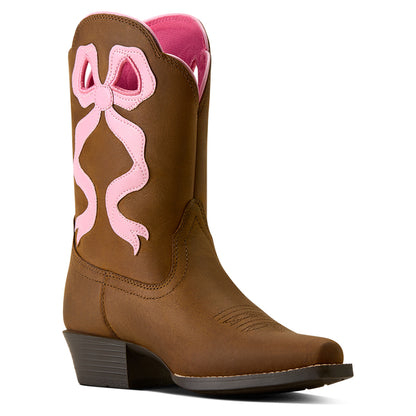 Ariat Girl's Lil Beaux D Toe Western Boot - Distressed Brown