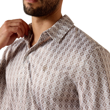 Ariat Men's All Over Southwest Polo Short Sleeve Shirt - Taupe