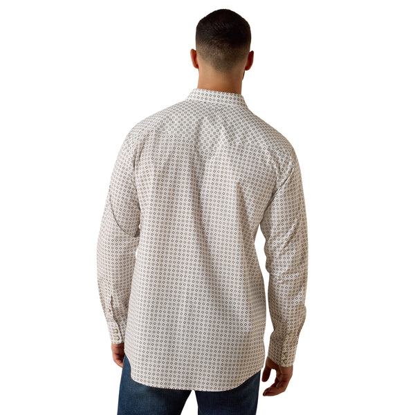 Ariat Men's Franz Fitted Long Sleeve Geo Print Shirt - White