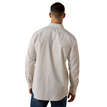 Ariat Men's Franz Fitted Long Sleeve Geo Print Shirt - White