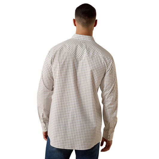 Ariat Men's Franz Fitted Long Sleeve Geo Print Shirt - White