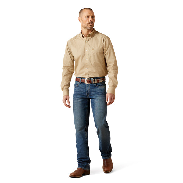Ariat Men’s Team Penn Fitted Long Sleeve Button Down Shirt - Khaki