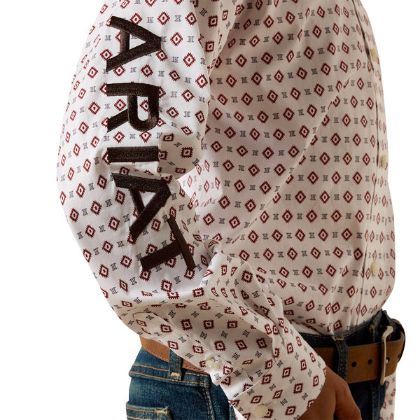 Ariat Boy's Team Dallas Long Sleeve Geo Print - White