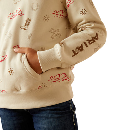 Kid's Ariat Western Stamps Hoodie - Layla Print