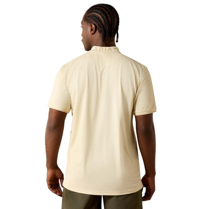 Ariat Men's Logo Fitted Polo Short Sleeve Shirt - Beige
