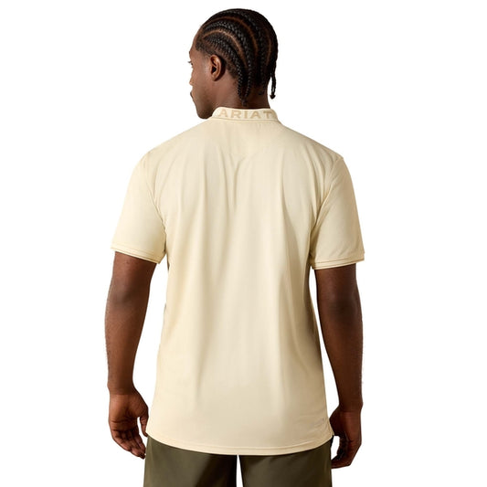 Ariat Men's Logo Fitted Polo Short Sleeve Shirt - Beige