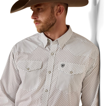 Men's Ariat Wrinkle Free Anthony Classic Fit Snap Shirt - White Medallion