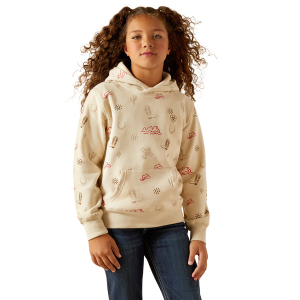Kid's Ariat Western Stamps Hoodie - Layla Print
