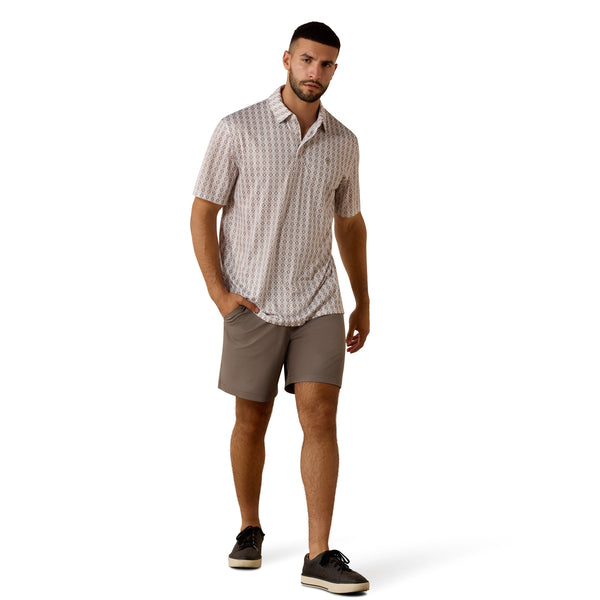 Ariat Men's All Over Southwest Polo Short Sleeve Shirt - Taupe