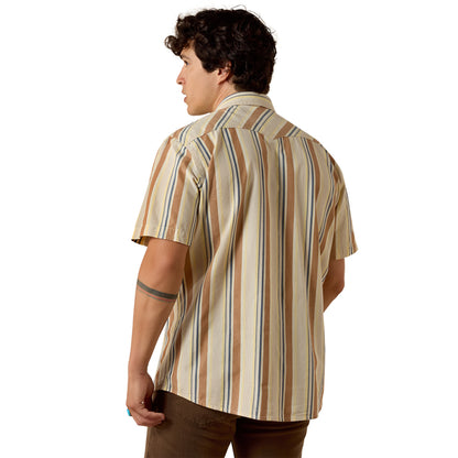 Ariat Men's Retro Hawthorne Snap Button Short Sleeve Shirt - Tan