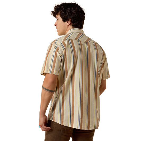 Ariat Men's Retro Hawthorne Snap Button Short Sleeve Shirt - Tan
