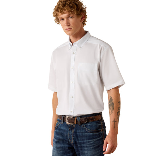 Ariat Men's Lightweight Twill Classic Fit Short Sleeve Shirt - White