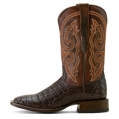 Ariat Men's Classic Callen Chocolate Caiman Belly Wide Square Toe Boot