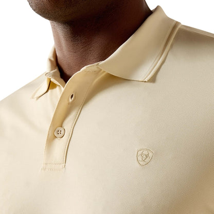 Ariat Men's Logo Fitted Polo Short Sleeve Shirt - Beige