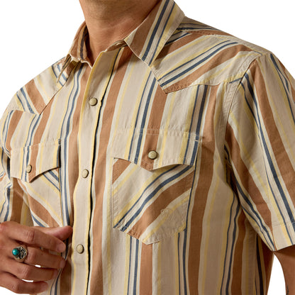 Ariat Men's Retro Hawthorne Snap Button Short Sleeve Shirt - Tan