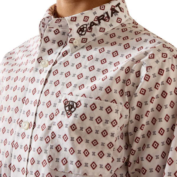 Ariat Boy's Team Dallas Long Sleeve Geo Print - White