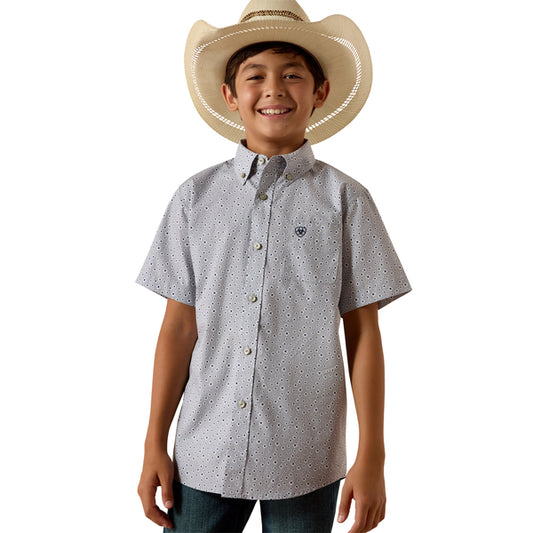 Ariat Boy's Bosco Short Sleeve Geo Print - Grey