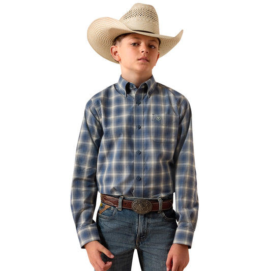 Ariat Boy's Pro Scottie Long Sleeve Shirt - Blue Plaid