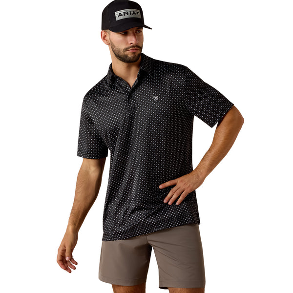 Ariat Men's All Over Mini Star Polo Short Sleeve Shirt - Black