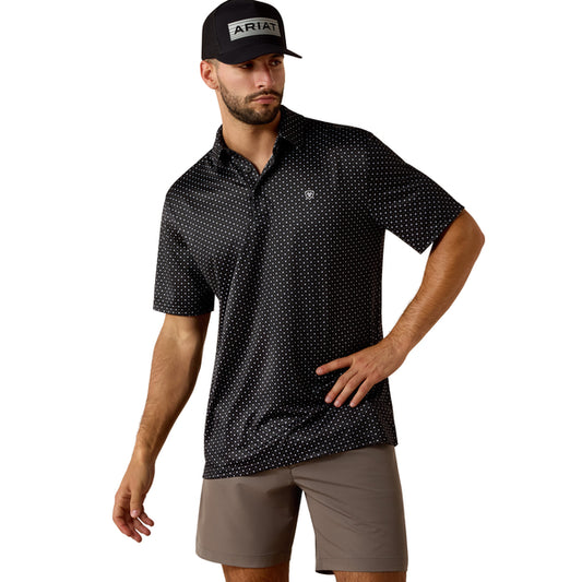 Ariat Men's All Over Mini Star Polo Short Sleeve Shirt - Black