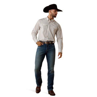 Ariat Men's Franz Fitted Long Sleeve Geo Print Shirt - White