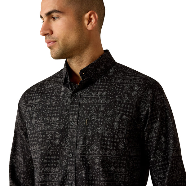 Ariat Men's Micah Modern Fit Long Sleeve Paisley Print Shirt - Black