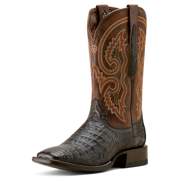 Ariat Men's Classic Callen Chocolate Caiman Belly Wide Square Toe Boot