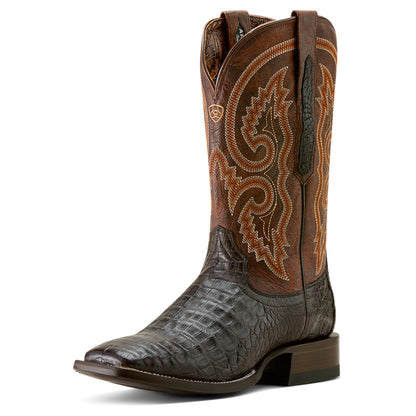 Ariat Men's Classic Callen Chocolate Caiman Belly Wide Square Toe Boot