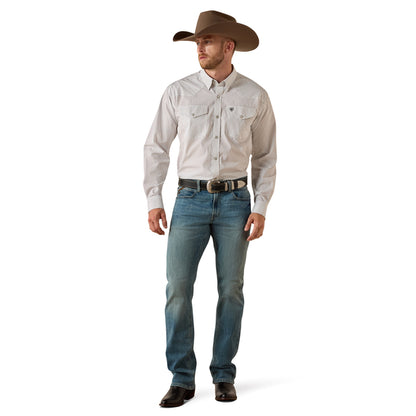 Men's Ariat Wrinkle Free Anthony Classic Fit Snap Shirt - White Medallion