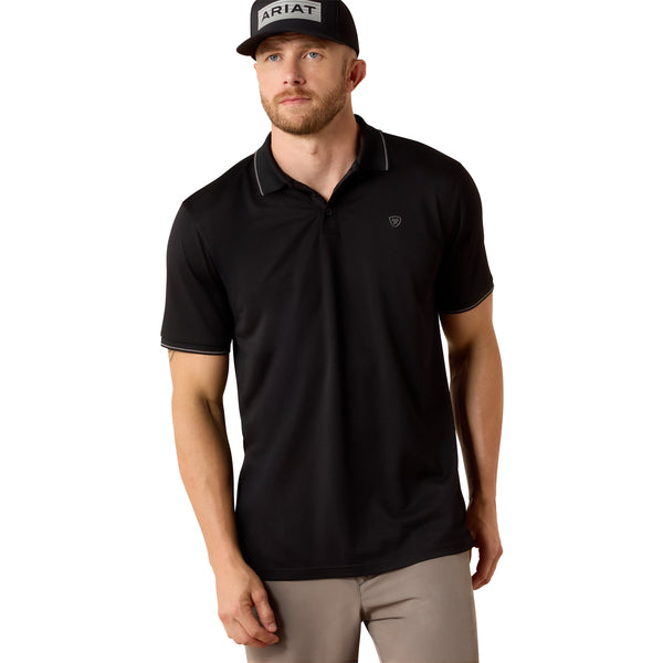 Ariat Men's Logo Fitted Polo Short Sleeve Shirt - Black