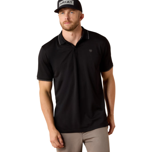 Ariat Men's Logo Fitted Polo Short Sleeve Shirt - Black