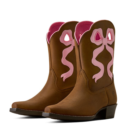 Ariat Girl's Lil Beaux D Toe Western Boot - Distressed Brown