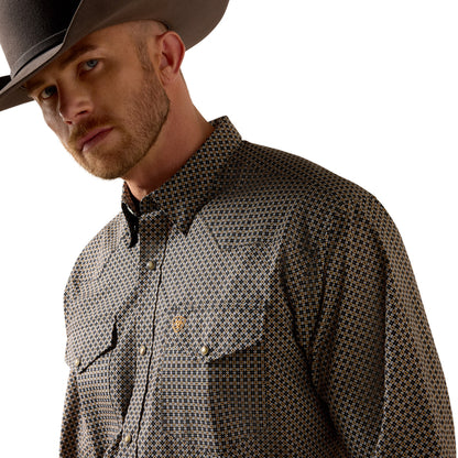 Ariat Men's Frey Snap Button Long Sleeve Geo Print - Black