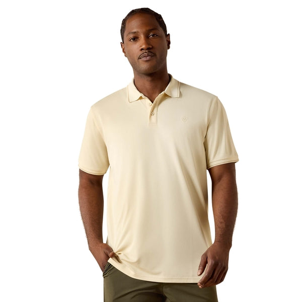 Ariat Men's Logo Fitted Polo Short Sleeve Shirt - Beige
