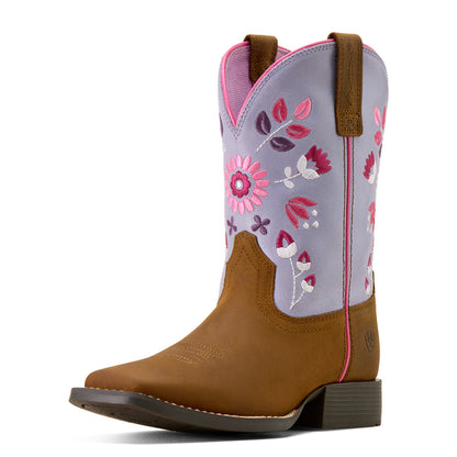 Ariat Kid's Wild Bloom Mystic Lavender Wide Square Toe Boot - Brown