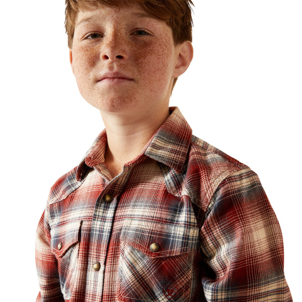 Boy's Ariat Harper Retro Classic Fit Shirt - Rust