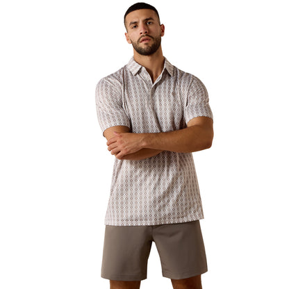Ariat Men's All Over Southwest Polo Short Sleeve Shirt - Taupe